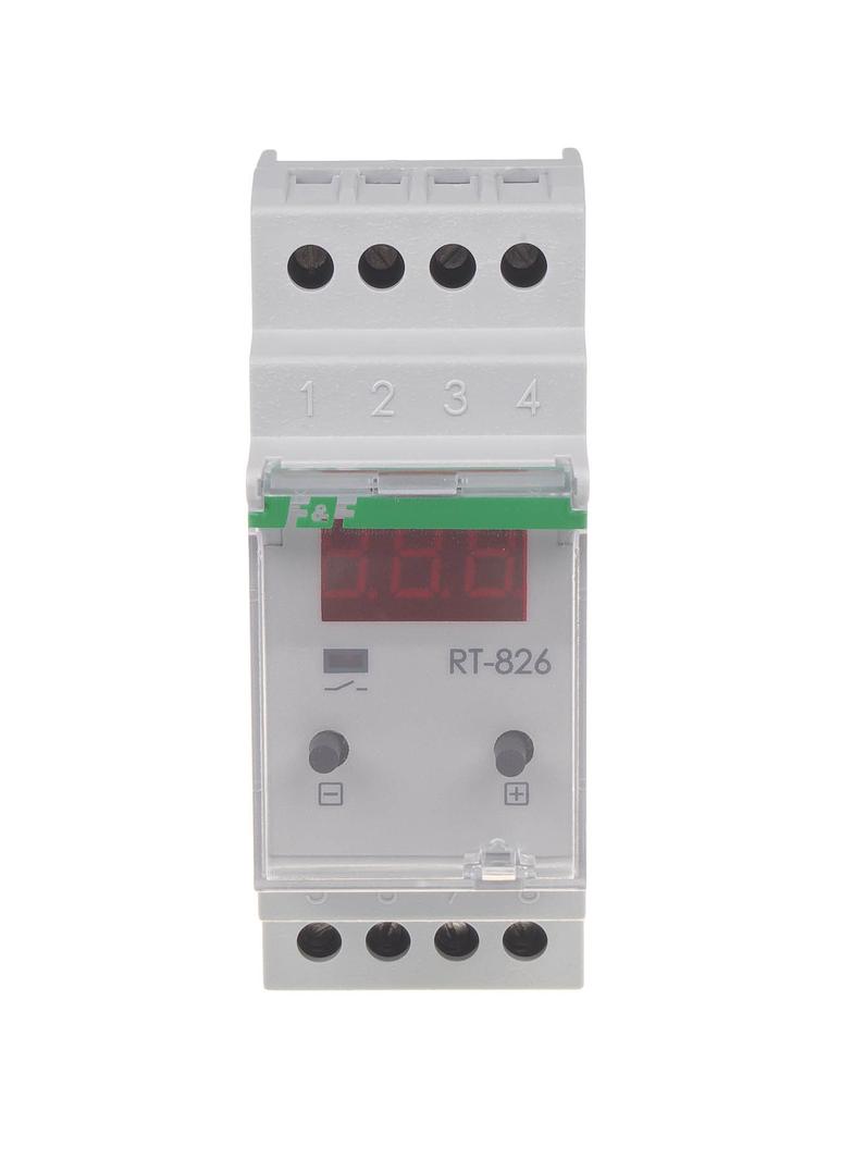 Cyfrowy regulator temperatury -25-130stC z LCD - montaż DIN styk: 1Z 230V AC bez sondy temp. RT-826 F&F