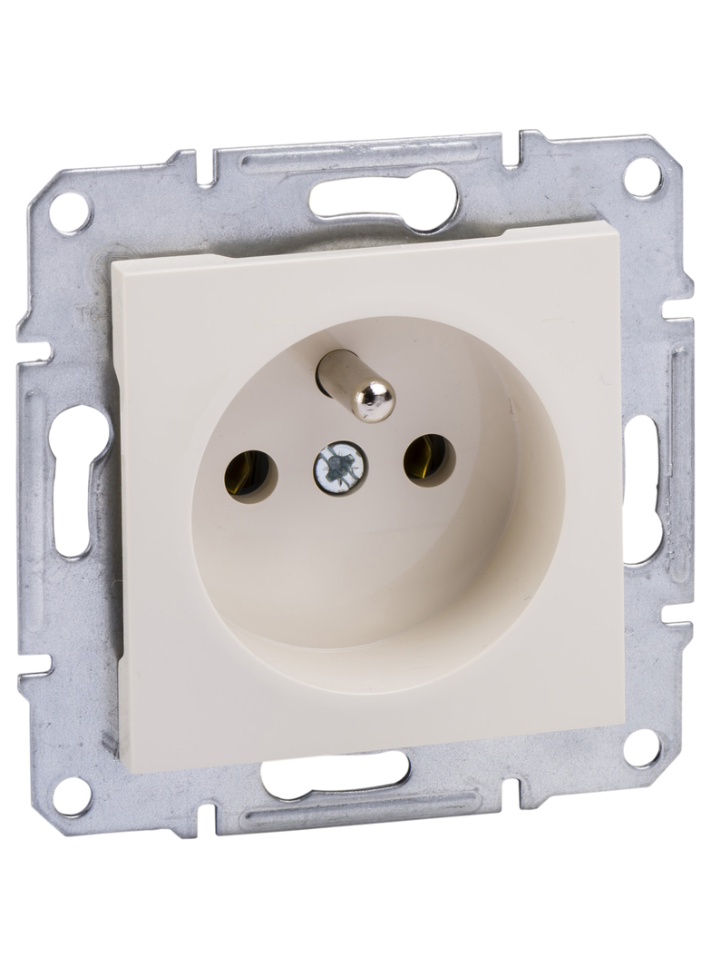 Asfora, gniazdo pojedyncze 2P+PE bez ramki, krem