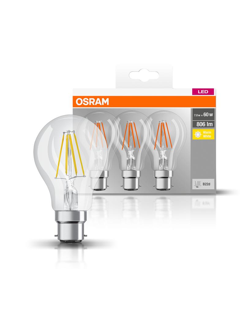Lampa LED BASE Classic A60 6,5W/827 230V Filament szkło przezroczyste B22D FS3 OSRAM