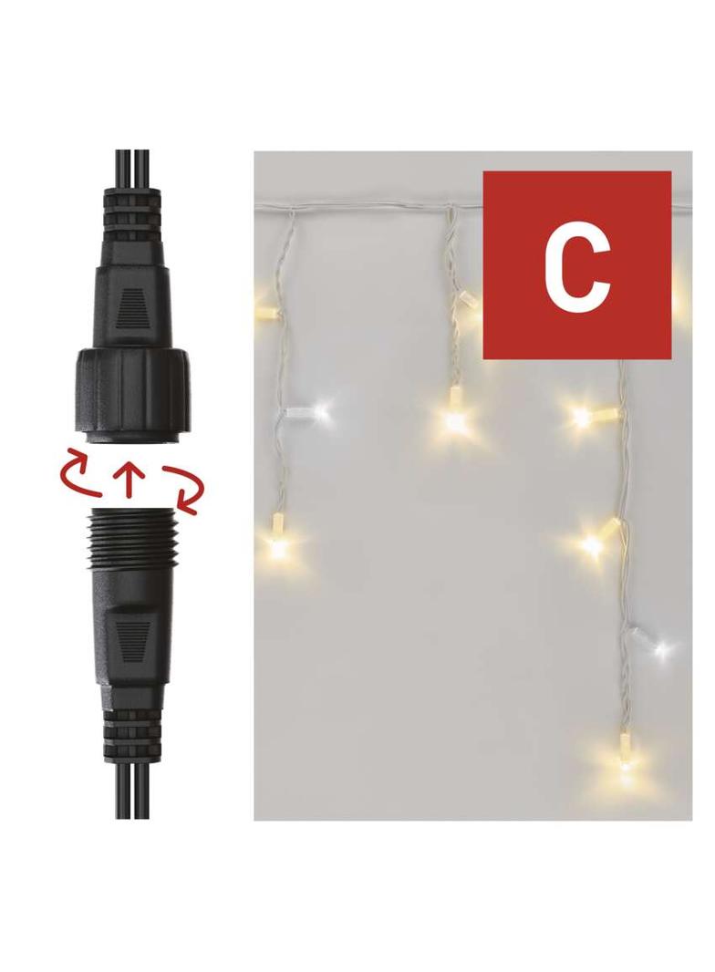 Oświetlenie łączone Profi sople 50LED 3m ciepła+zim biel biały błysz przewód IP44 timer D2CN02 EMOS
