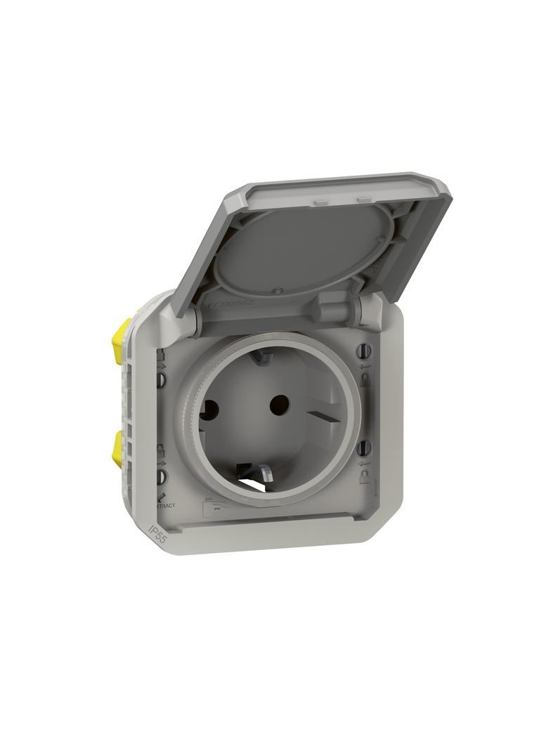 NOWE PLEXO - GN. SCHUKO 2P+Z ZACISKI AUTO MECHANIZM 16 A-250V SZARE 069570L LEGRAND