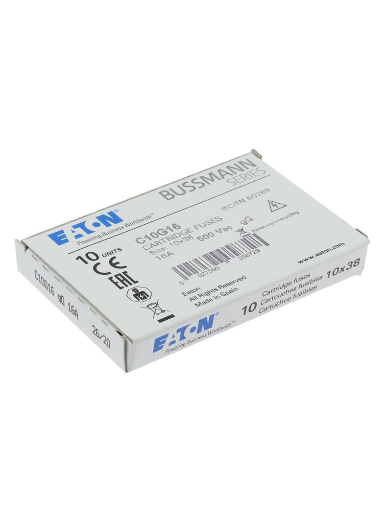 CYLINDRICAL FUSE 10 x 38 16A GG 500V AC Wkładka cylindryczna 10 x 38mm 16A GG 500V AC C10G16 EATON