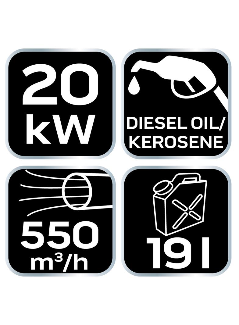 Nagrzewnica olejowa 20kW, zbiornik 19l, bez kółek