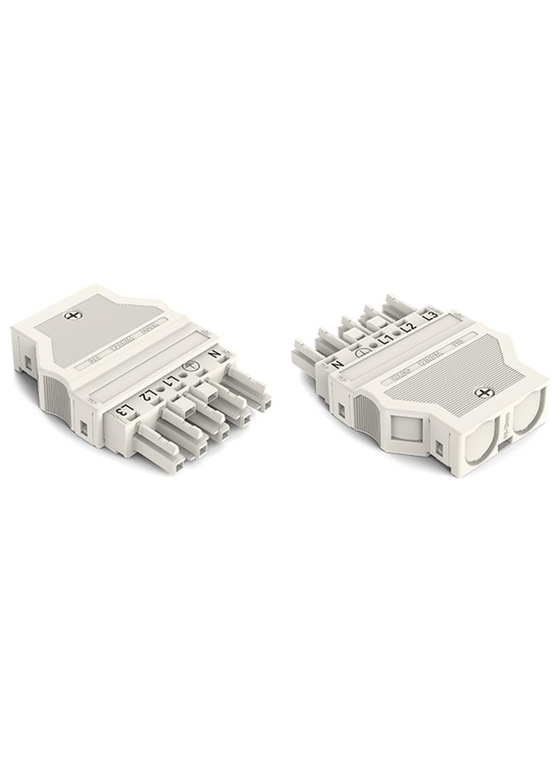 WINSTA gniazdo 5-torowe z obudową odciążającą naciąg białe