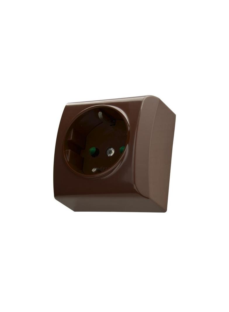 BIS Gniazdo pojedyncze z przesłonami torów prądowych - kolor brązowy