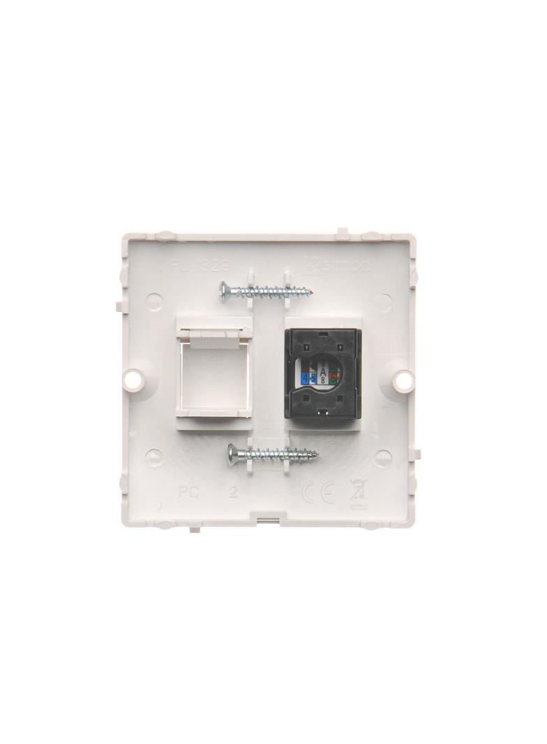 Simon Basic Gniazdo komputerowe RJ45 pojedyncze kategoria 5e . Montaż gniazda na wkręty do puszki biały BMF51.02/11 KONTAKT