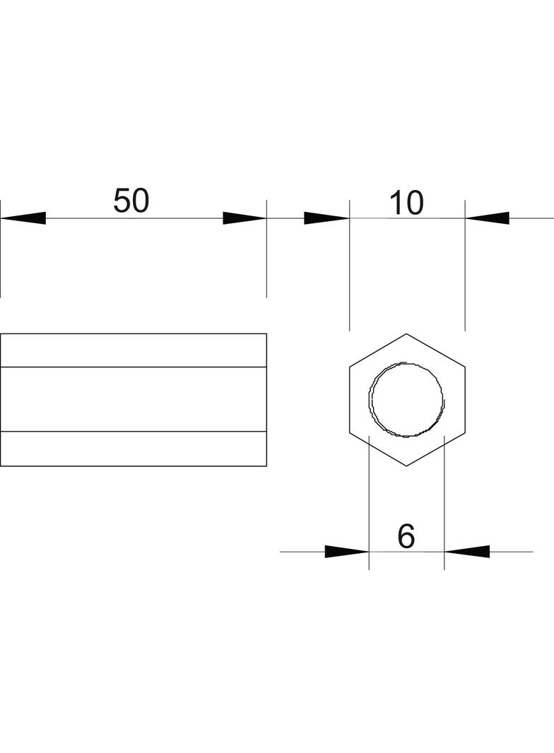 MUFY DYSTANSOWE M6X50