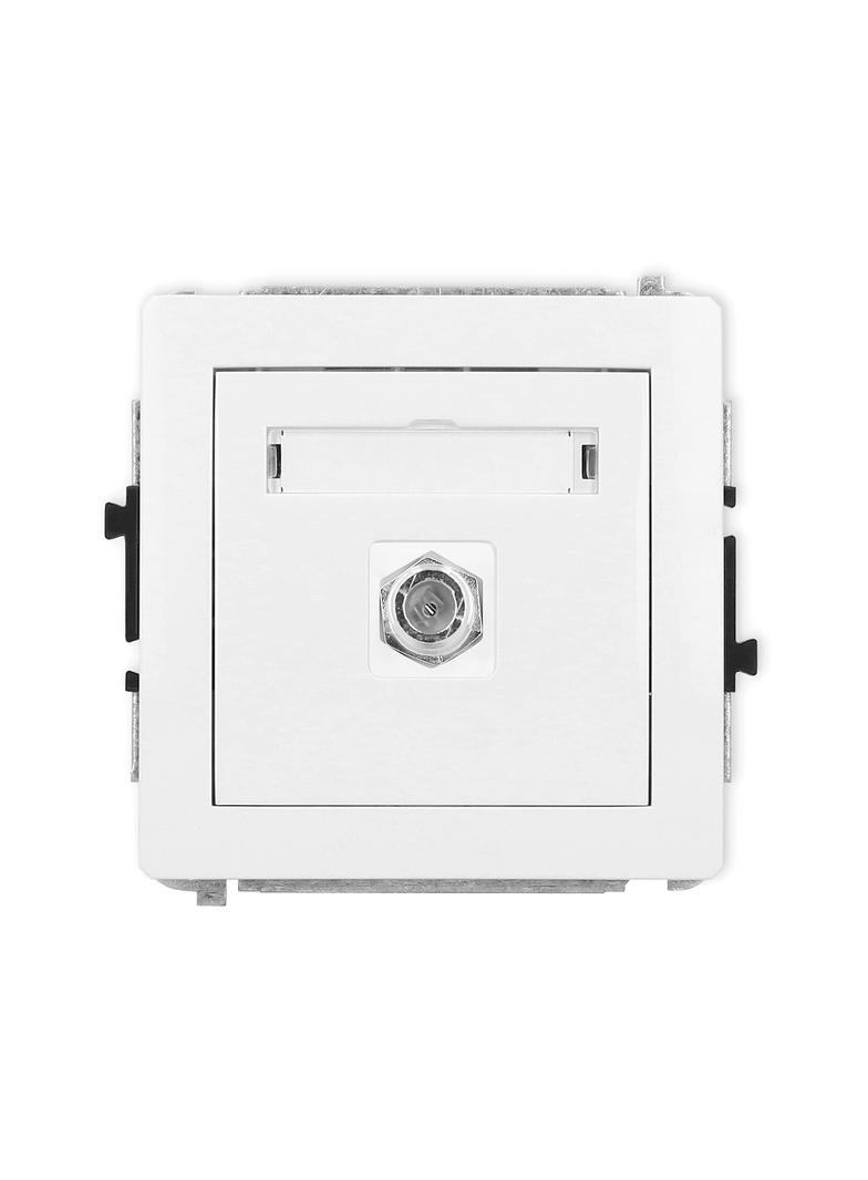 DECO Mechanizm gniazda antenowego pojedynczego typu F (SAT) niklowany biały mat, 25DGF-1