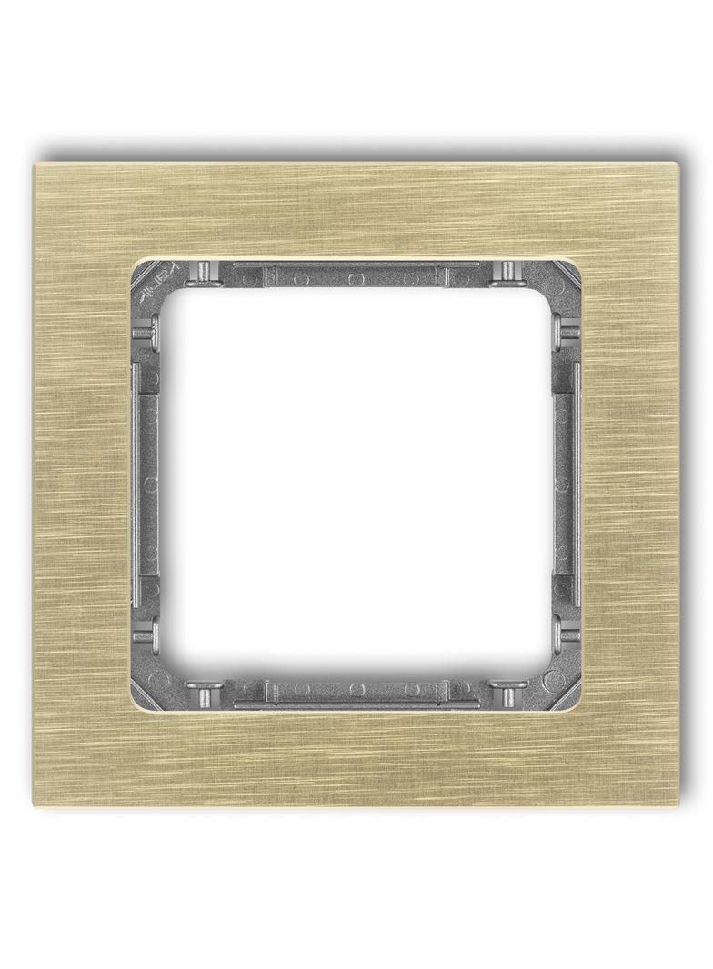 DECO Ramka uniwersalna pojedyncza - aluminium szczotkowane (ramka: kolor mosiężny; spód: grafitowy)
