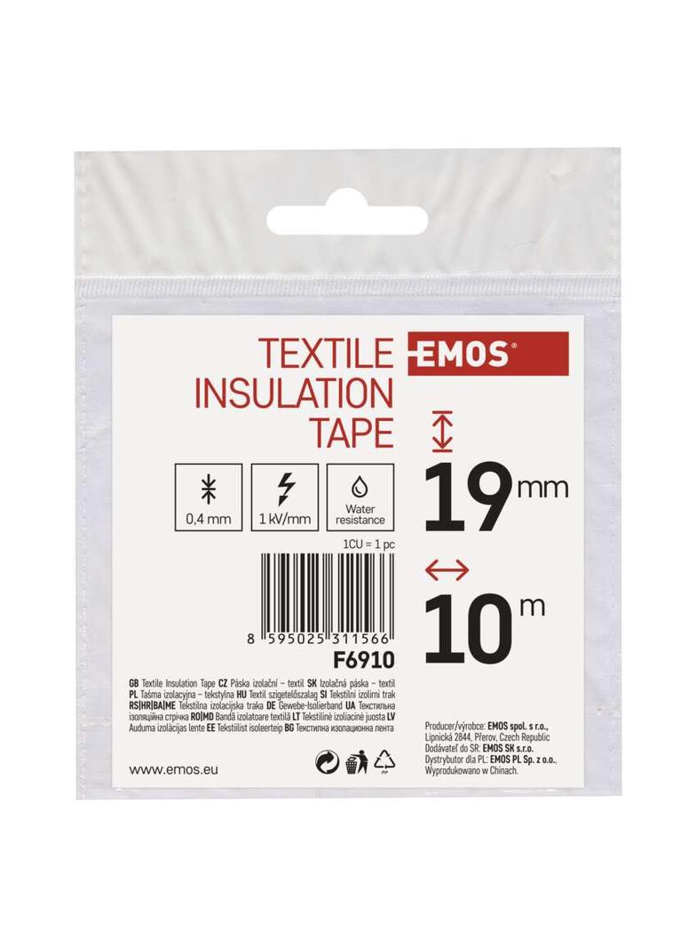 Taśma izolacyjna tekstylna 19mm / 10m czarna F6910 EMOS