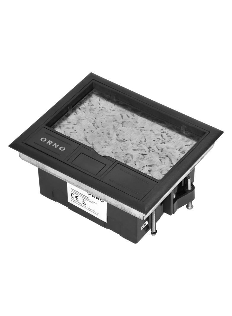 Puszka podłogowa na gniazda modułowe 4 x 45x45mm lub 8 x 22,5x45mm, pokrywa: materiał własny, czarna