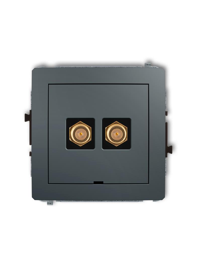 DECO Mechanizm gniazda antenowego podwójnego typu F (SAT) pozłacany, bez pola opisowego grafitowy ma