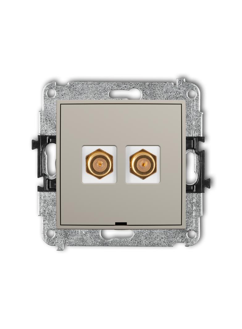ICON Mechanizm gniazda antenowego podwójnego typu F (SAT) pozłacany, bez pola opisowego taupe