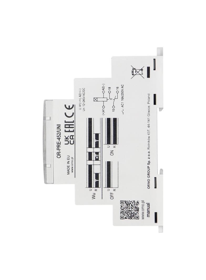 Przekaźnik czasowy- załączanie na ustawiony czas uniwersalne zasilanie OR-PRE-452/UNI ORNO