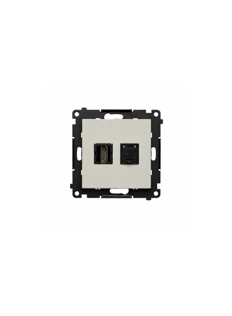 Simon 55 Gniazdo HDMI + komputerowe RJ45 kat. 6 kaszmirowy TGHRJ45.01/142