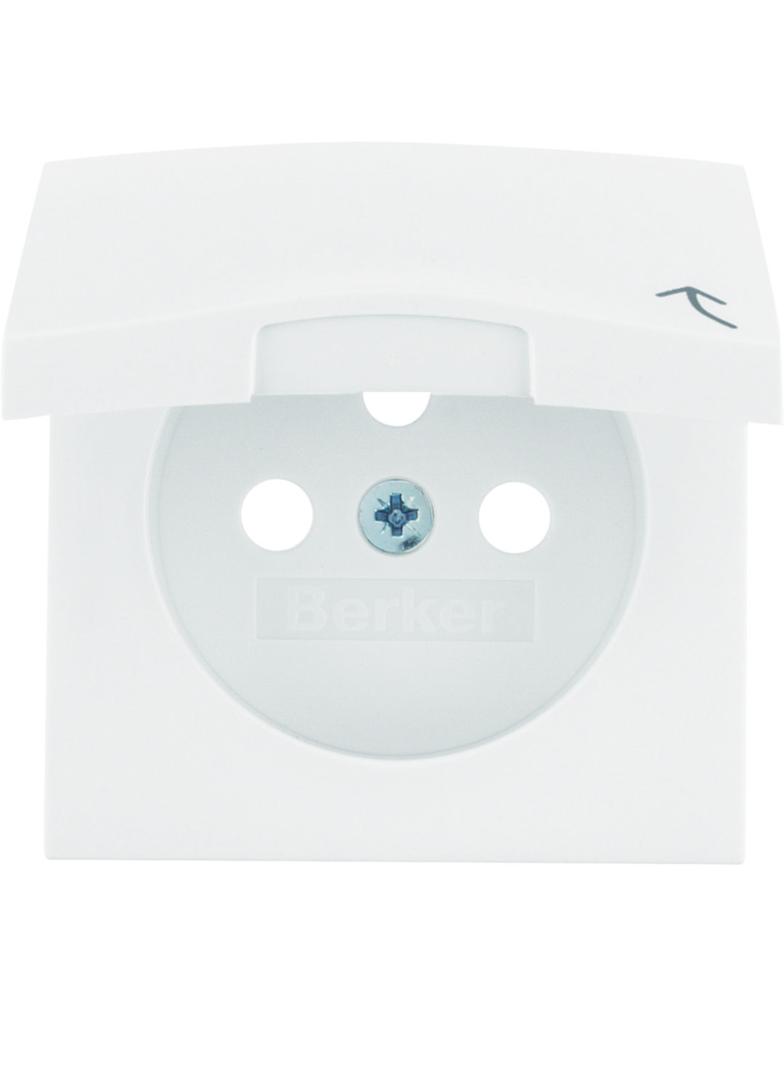 BERKER B.Kwadrat Płytka czołowa do gniazda z uziemieniem z pokrywą biały 3965898999 HAGER