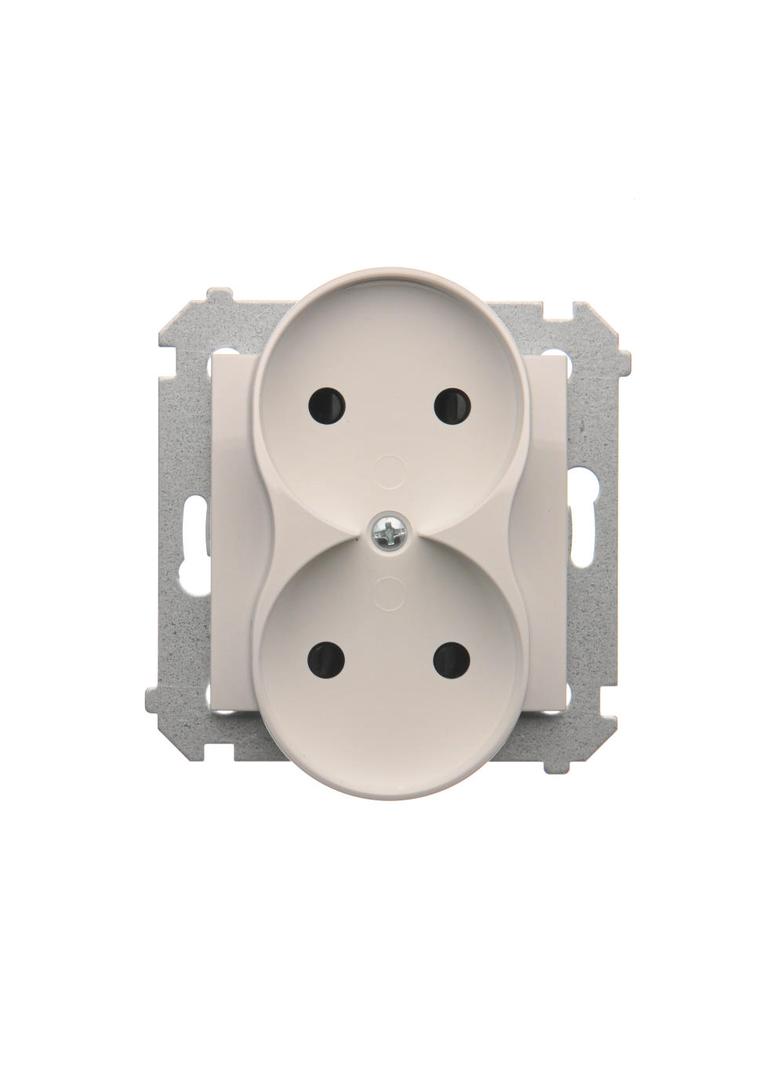 Simon 54 Gniazdo bez uziemienia z przesłonami podwójne 16A z. śrub. biały *Do ramek S54 PREMIUM