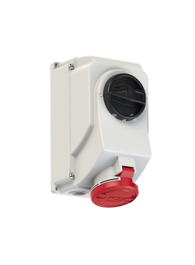 GNIAZDO Z WYŁĄCZNIKIEM 0-1 DUŻE BLOKADA MECHANICZNA 32A 400V 3P+Z IP44 IP44