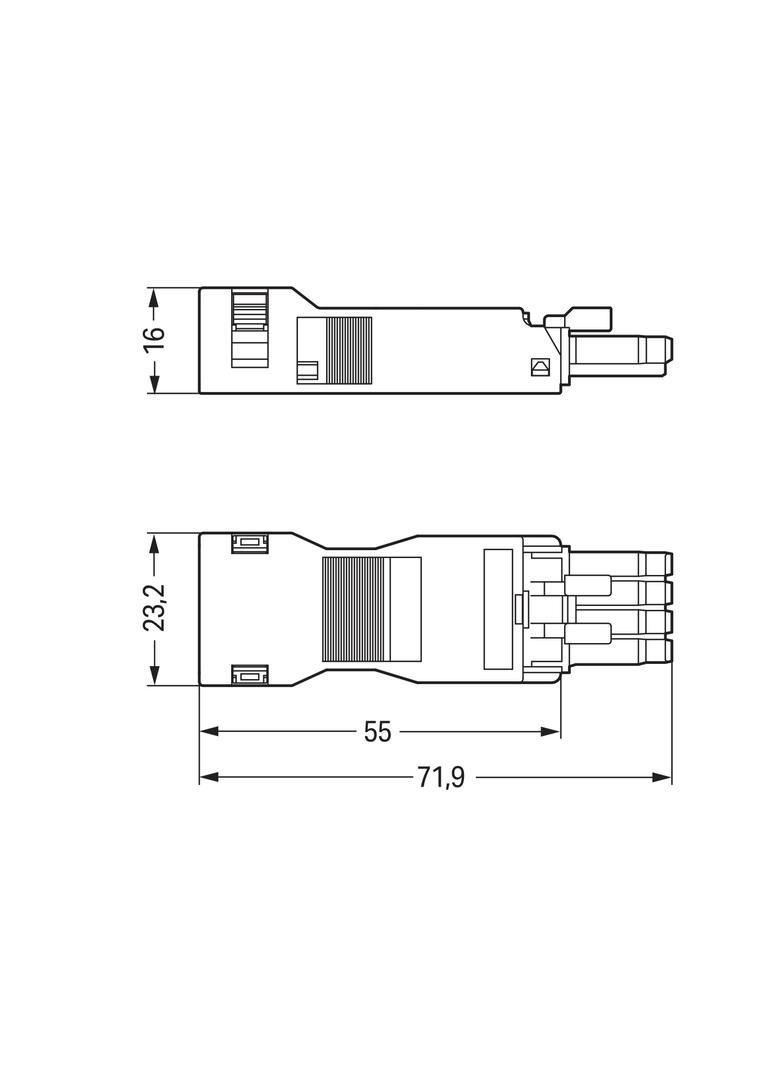 WINSTA MINI gniazdo 4-torowe białe z obudową odciążającą naciąg