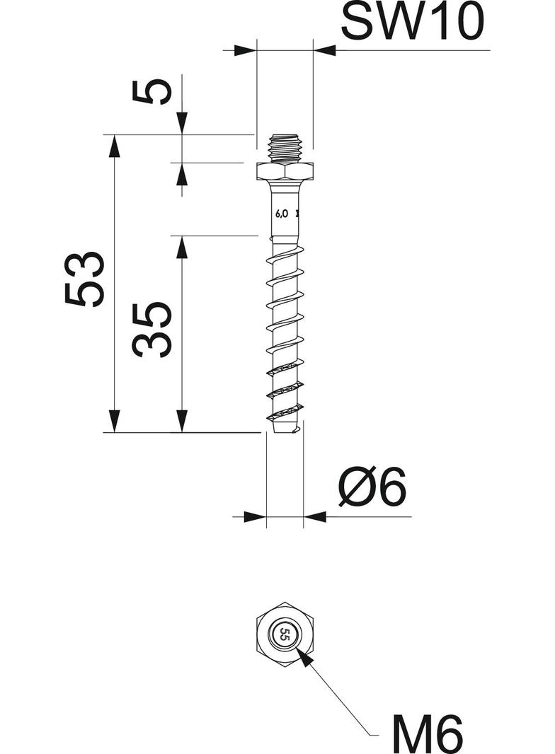 MMS-plus ST 6x55 Kotwa wkręcana ognio.