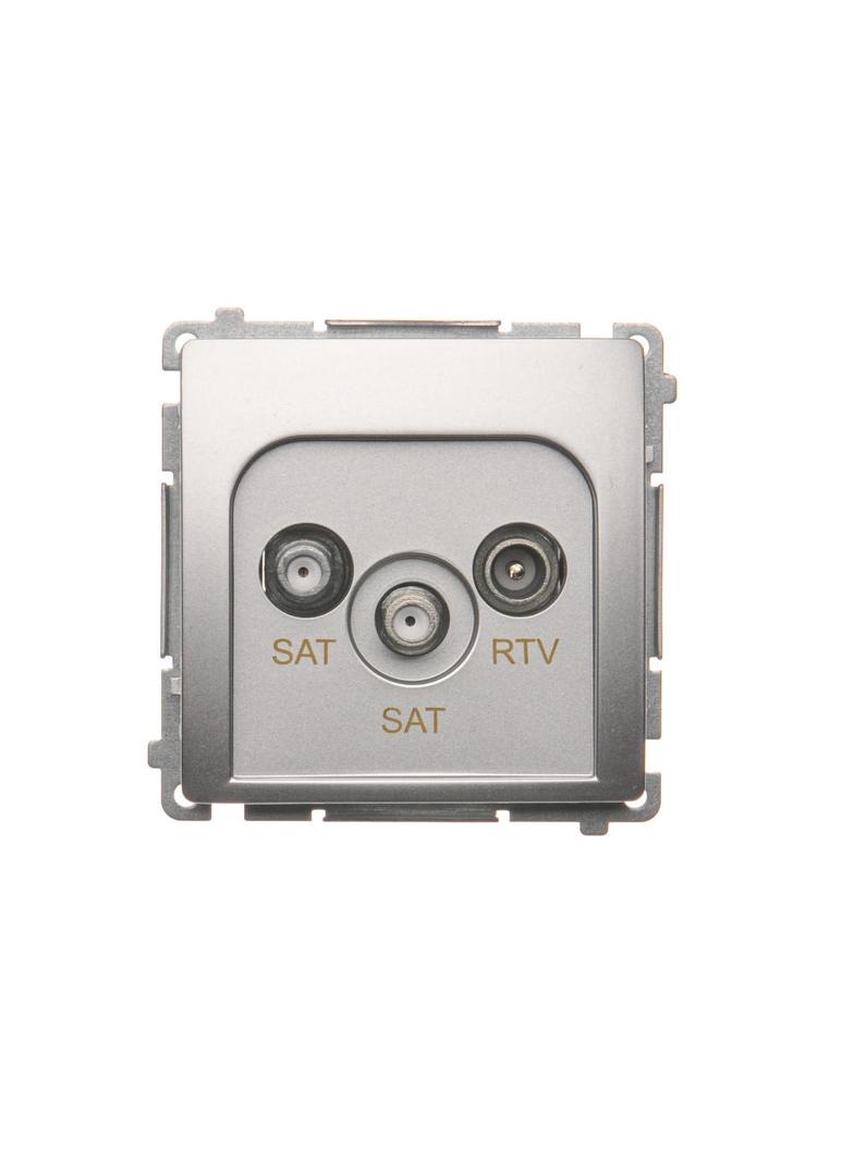 Simon Basic Gniazdo antenowe satelitarne podwójne końcowe SAT-SAT-RTV . 2xwejście: SAT: 5–2400 MHz RTV: 5–862 MHz srebrny mat BMZAR+SAT3.1-P2.01/43 KONTAKT
