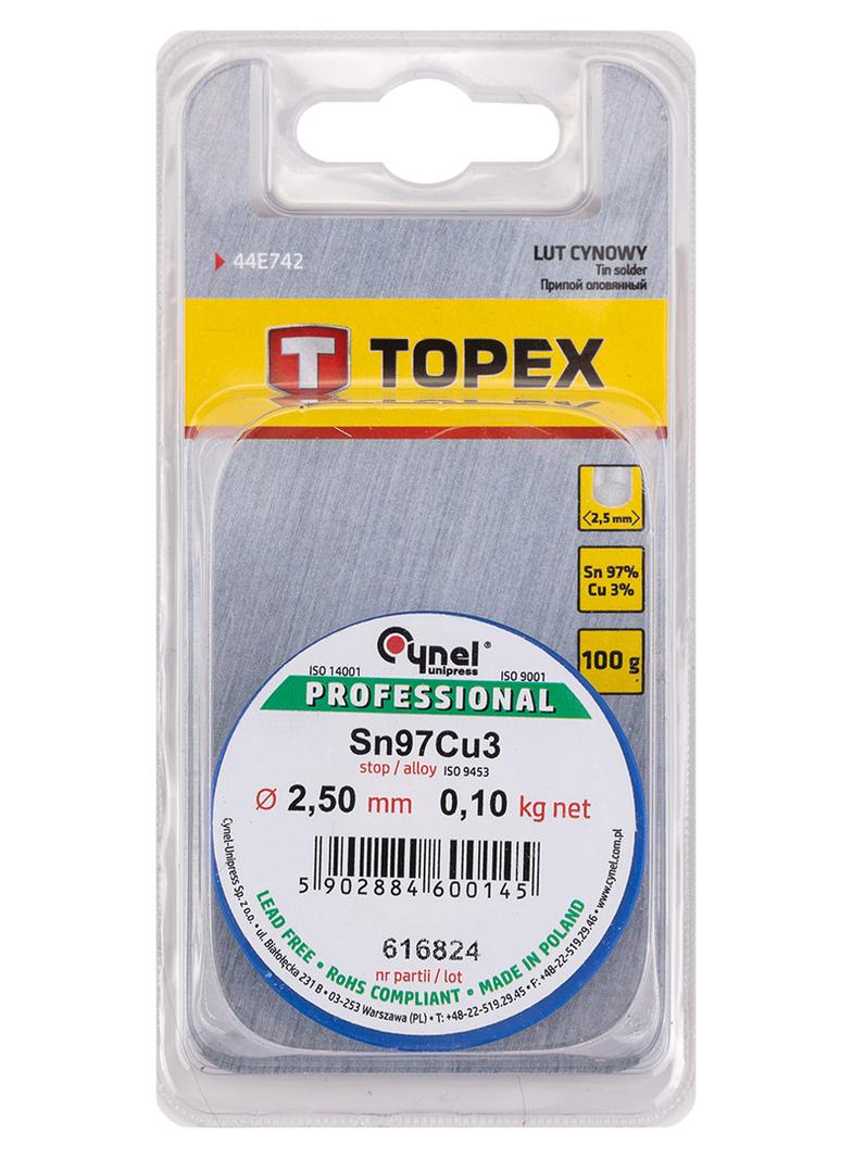 Spoiwo lutownicze 97% Sn, 3% Cu, drut 2,5 mm, 100 g CYNEL GTX 44E742 GTX Poland