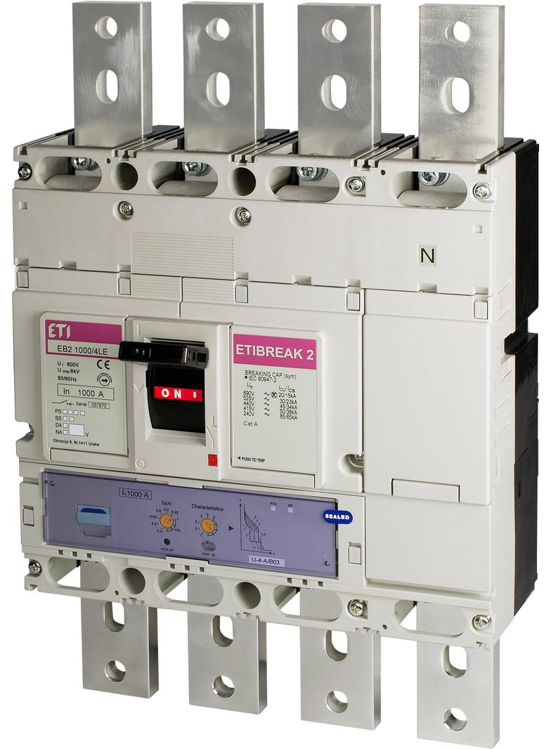 Wyłącznik mocy 70kA wyzw. elektroniczny EB2 1000/4E 1000A 4p 004672221 ETI