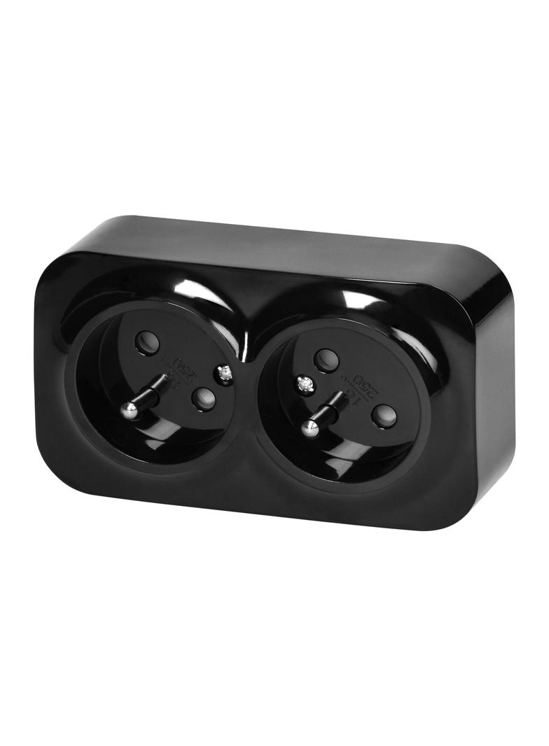 ToDo Gniazdo podwójne 2x2P+Z, 16A/230VAC, IP20, Czarne 10 sztuk