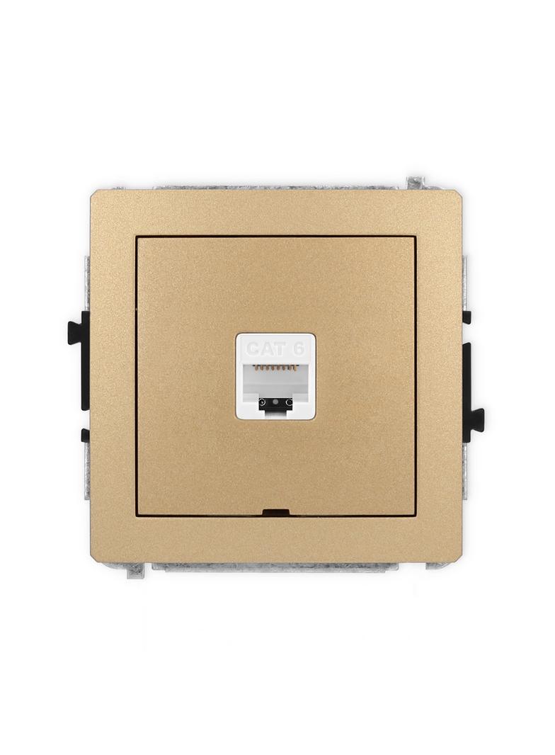 DECO Mechanizm gniazda komputerowego pojedynczego 1xRJ45, kat. 6, 8-stykowy, bez pola opisowego złot