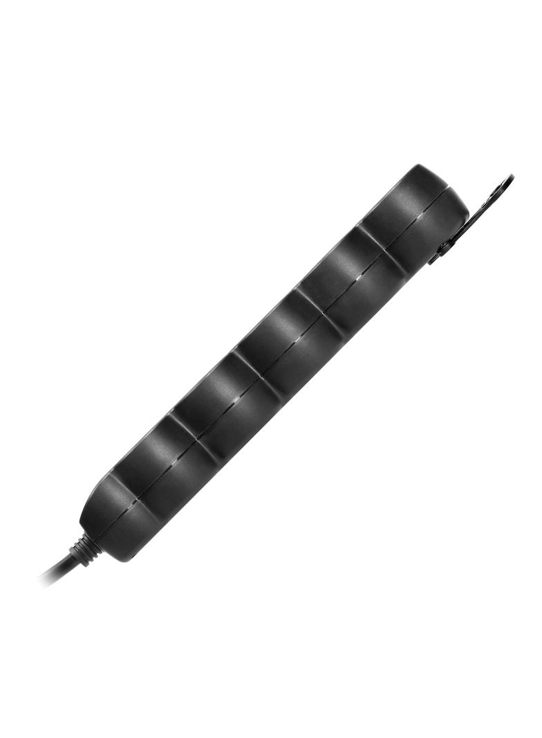 Przedłużacz 5-krotny 2P+Z (Schuko), 3m H05VV-F 3x1,5mm2, Imax=16A, płaska wtyczka, czarny