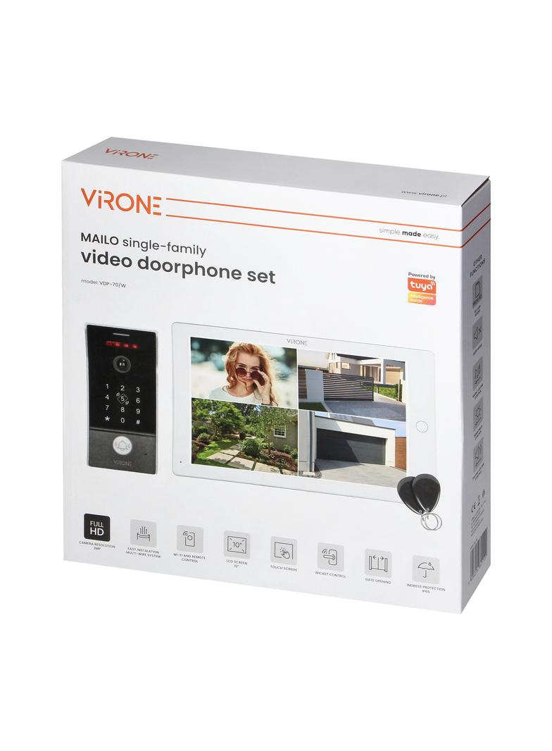 MAILO, zestaw wideodomofonowy, bezsłuchawkowy, monitor dotykowy 10 LCD, Wi-Fi + APP na telefon, z g VDP-70/W ORNO