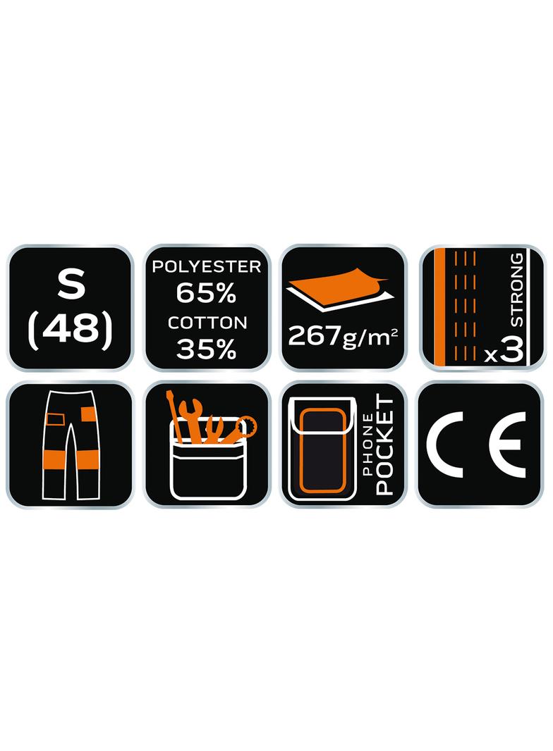 Spodnie robocze, białe, rozmiar S/48