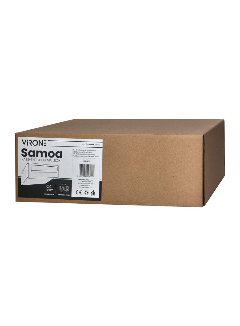 Skrzynka na listy przelotowa SAMOA ze stali nierdzewnej, z zamkiem bębenkowym, inox MB-4/G ORNO