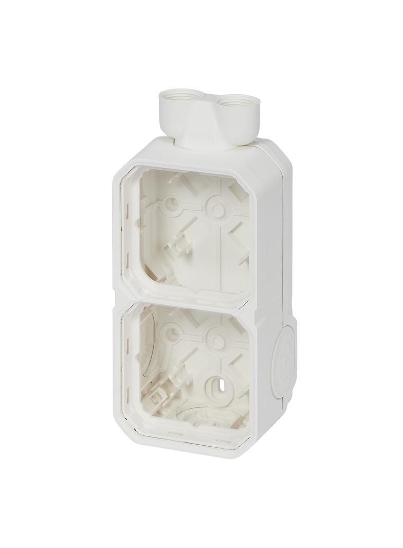 NOWE PLEXO - PUSZKA NATYNKOWA PODWÓJNA Z PRZEPUSTEM KABLOWYM ISO20 BIAŁA