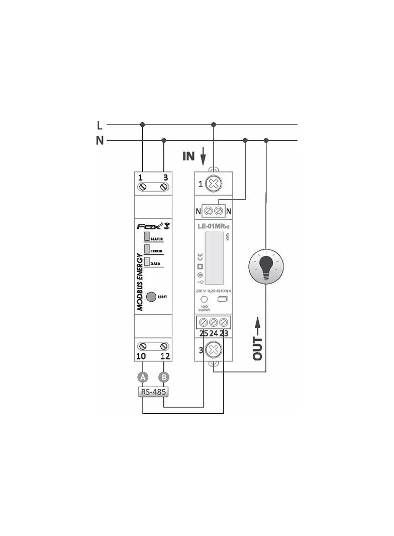 Integrator liczników energii. MODBUS RTU WI-MODBUS-D F&F