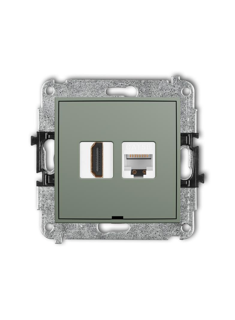Karlik ICON Gniazdo HDMI 2.0 4K + gniazdo komputerowe RJ45 kat.5e szałwiowy 61IGHKBO-45e KARLIK