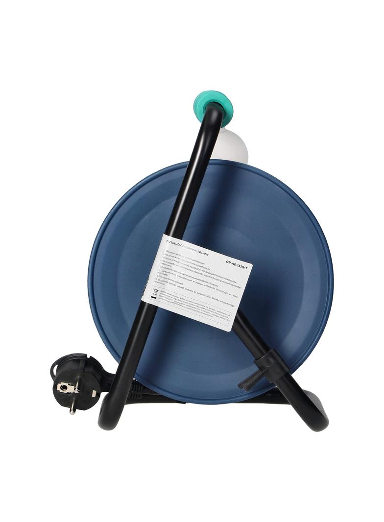 Przedłużacz bębnowy MINI, 4 gniazda 2P+Z, metalowy stojak, polwinit H05VV-F 3x1mm2 , długość 15m, turkusowy OR-AE-1339/T ORNO