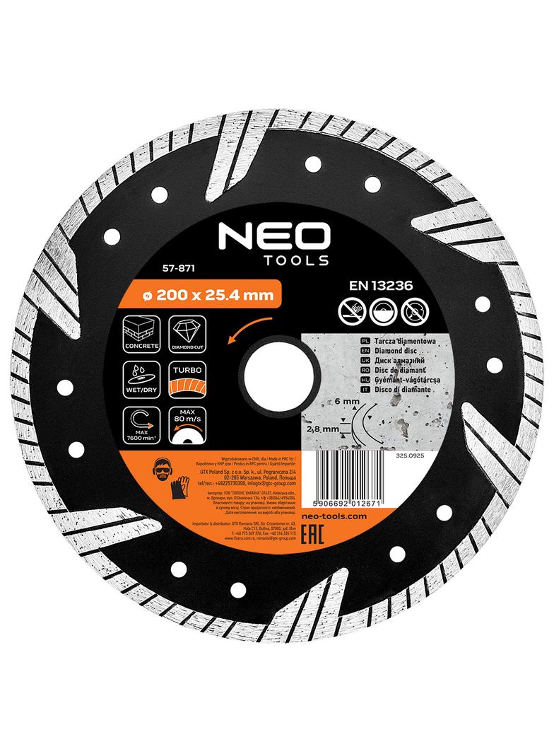 Tarcza diamentowa 200 x 25.4 mm, turbo