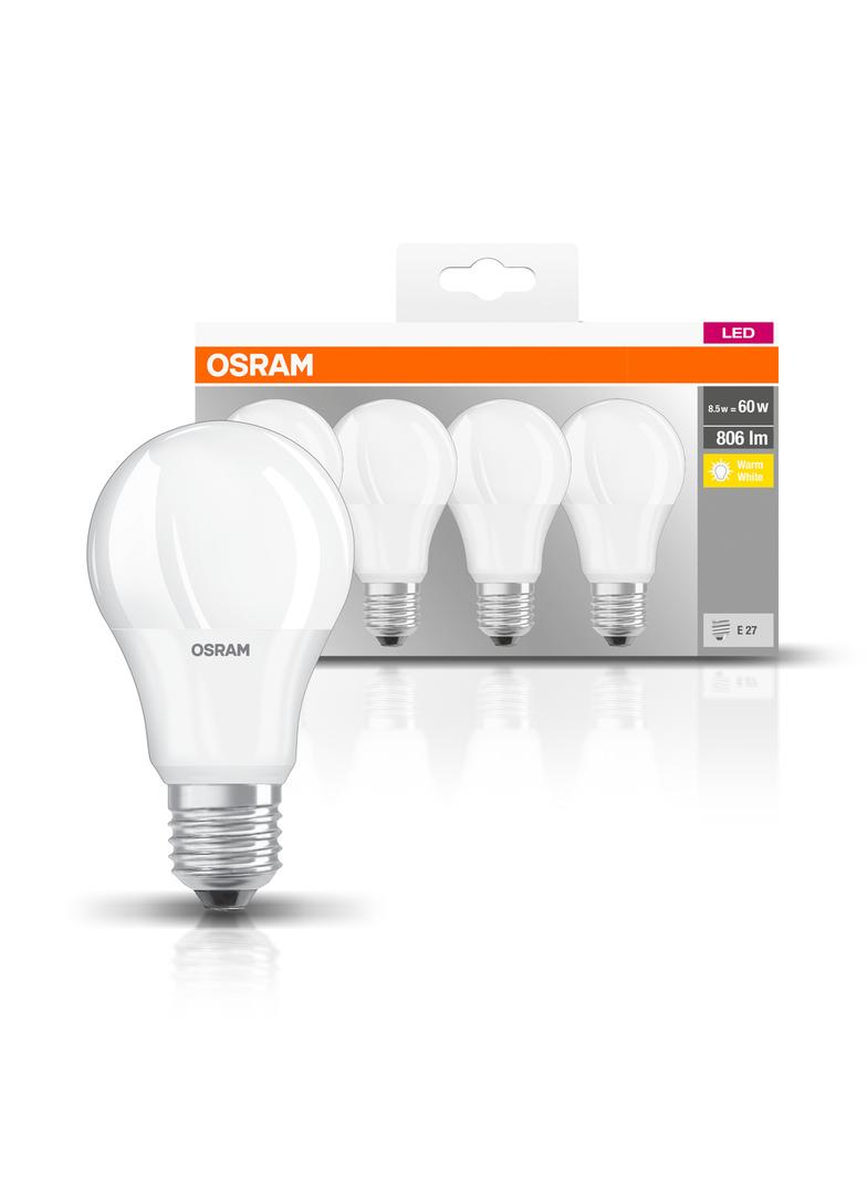 Lampa LED BASE Classicassic A60 8,5W/827 230V plastik E27 FS4 OSRAM