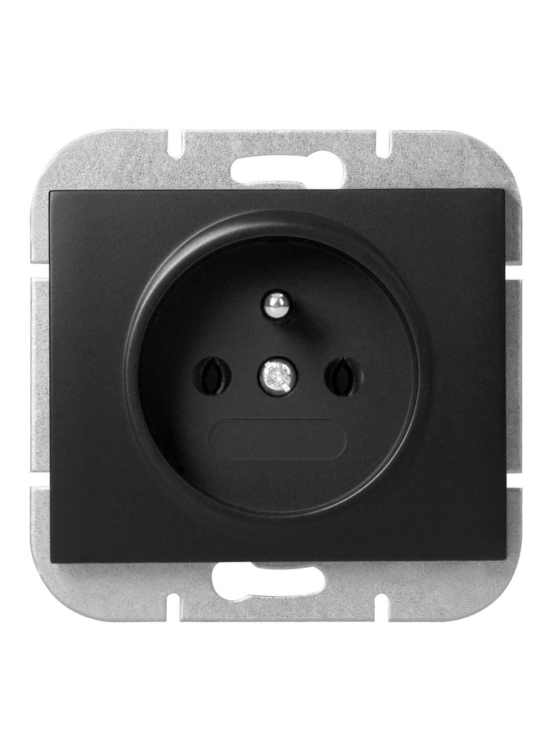 Gniazdo pojedyncze podtynkowe 2P+Z Onyx, 16A, 250V, PT-16O, czarny OR-OE-7505/B ORNO