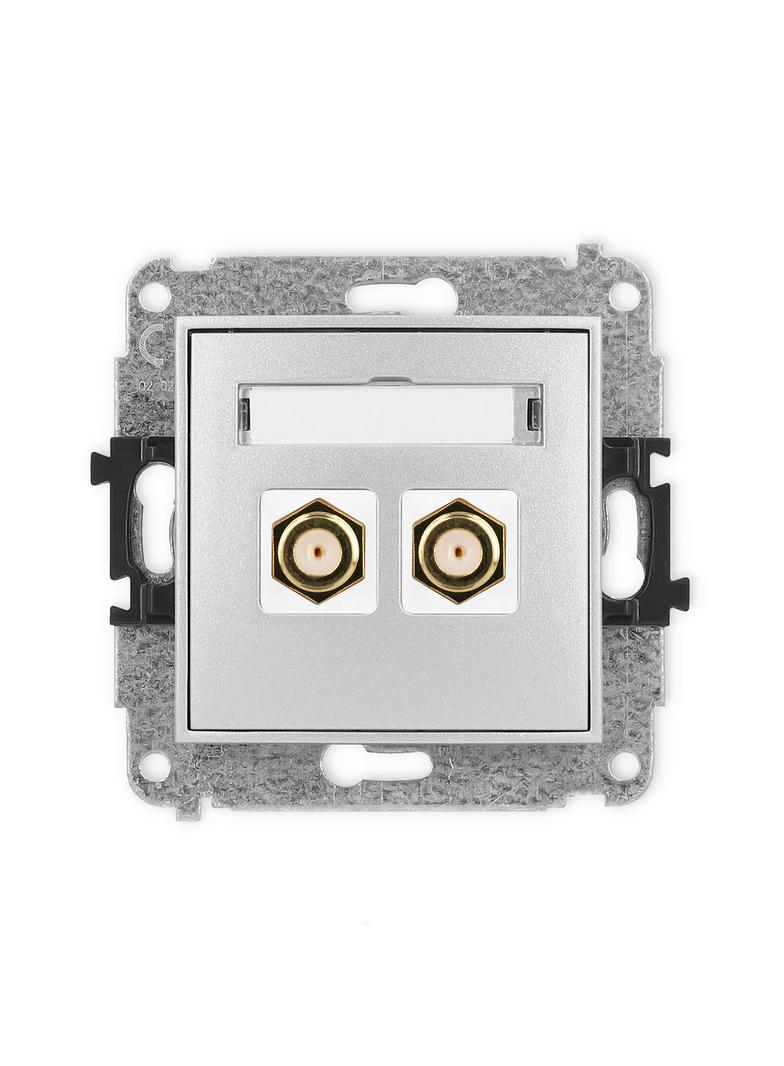 ICON Mechanizm gniazda antenowego podwójnego typu F (SAT) pozłacany srebrny metalik