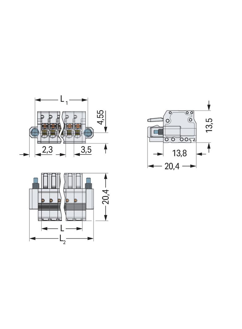 MCS-MINI gniazdo 5-bieg. jasnoszare raster 3,5 mm /50szt./ WAGO