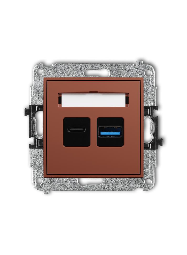 ICON Mechanizm ładowarki USB podwójnej USB C + USB A, 20W max. terakota