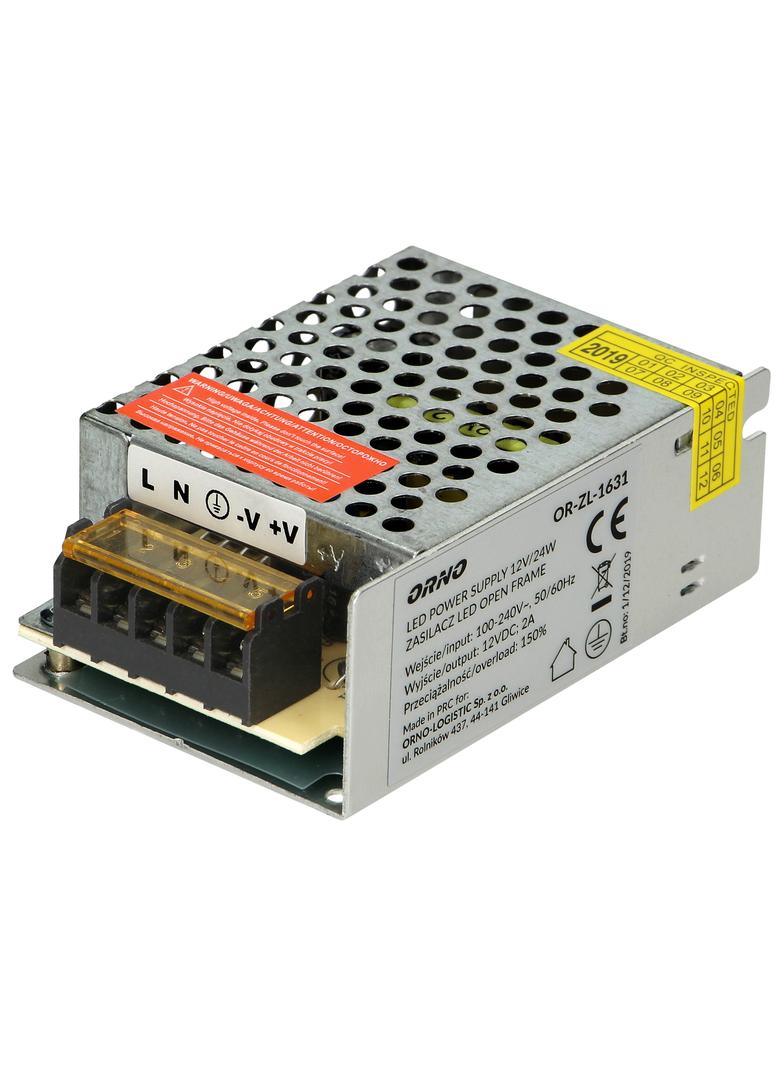 Zasilacz open frame 12 VDC 25W IP20 przeciążalność chwilowa 150% OR-ZL-1631 ORNO