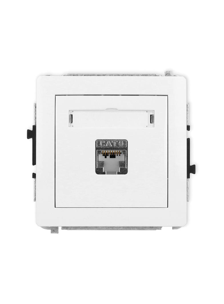 DECO Mechanizm gniazda komputerowego pojedynczego 1xRJ45, kat. 6, ekranowany, 8-stykowy biały