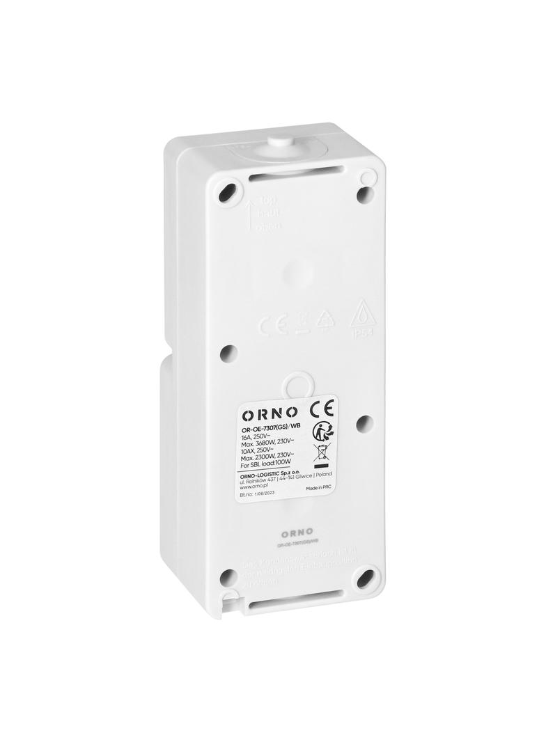 Łącznik jednobiegunowy + Gniazdo 2P+Z Schuko AQUATIC MINI IP54, 10/16A, 230V AC, biało-czarne OR-OE-7307(GS)/WB ORNO