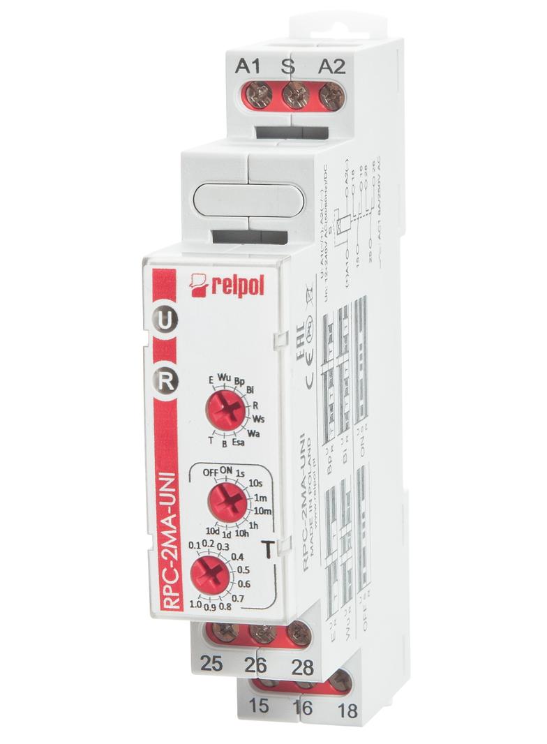 Przekaźnik czasowy 1P 1sek‑10dni 12‑240V AC/DC 50/60 Hz wielofunkcyjny RPC‑1MC‑UNI 863216 RELPOL