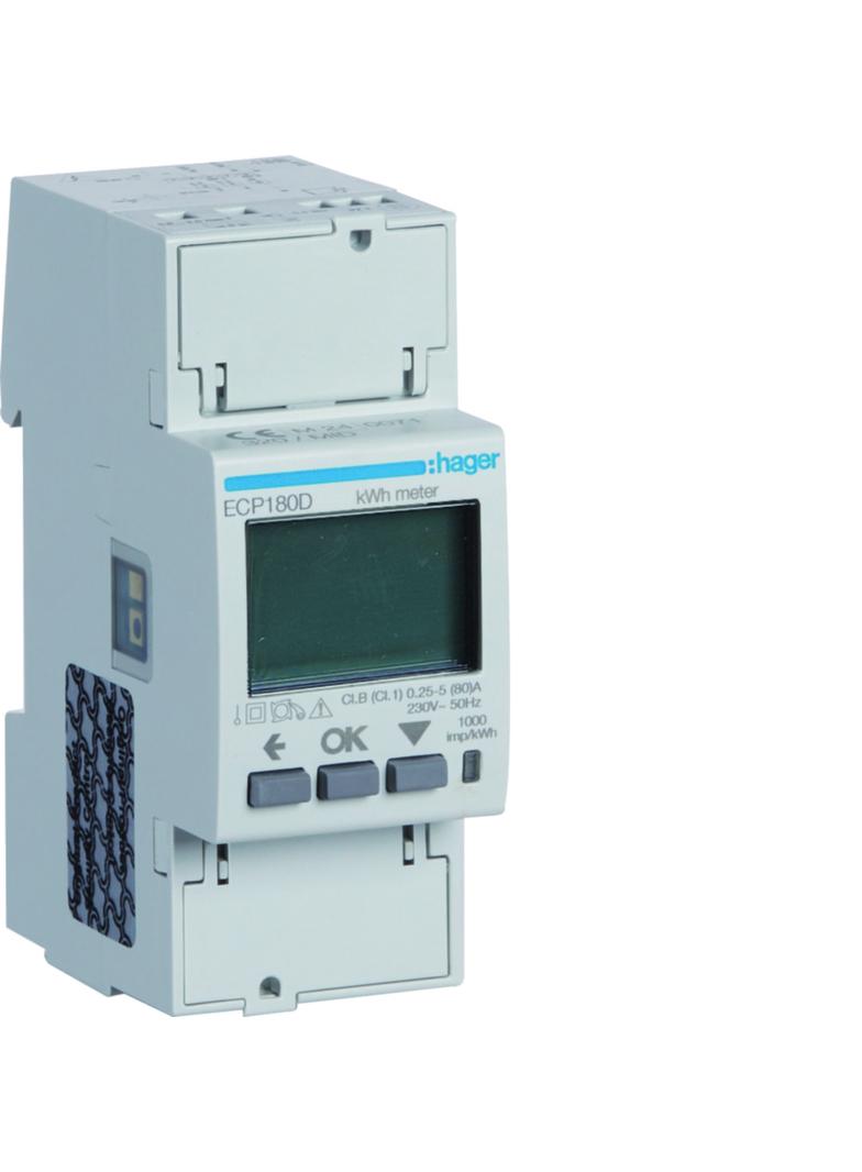 agardio.measure Licznik energii elektrycznej 1-fazowy, 80A 2M, wyjście imp., MID ECP180D HAGER