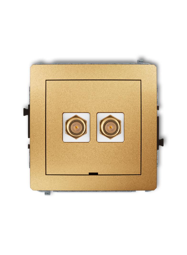 DECO Mechanizm gniazda antenowego podwójnego typu F (SAT) pozłacany, bez pola opisowego złoty