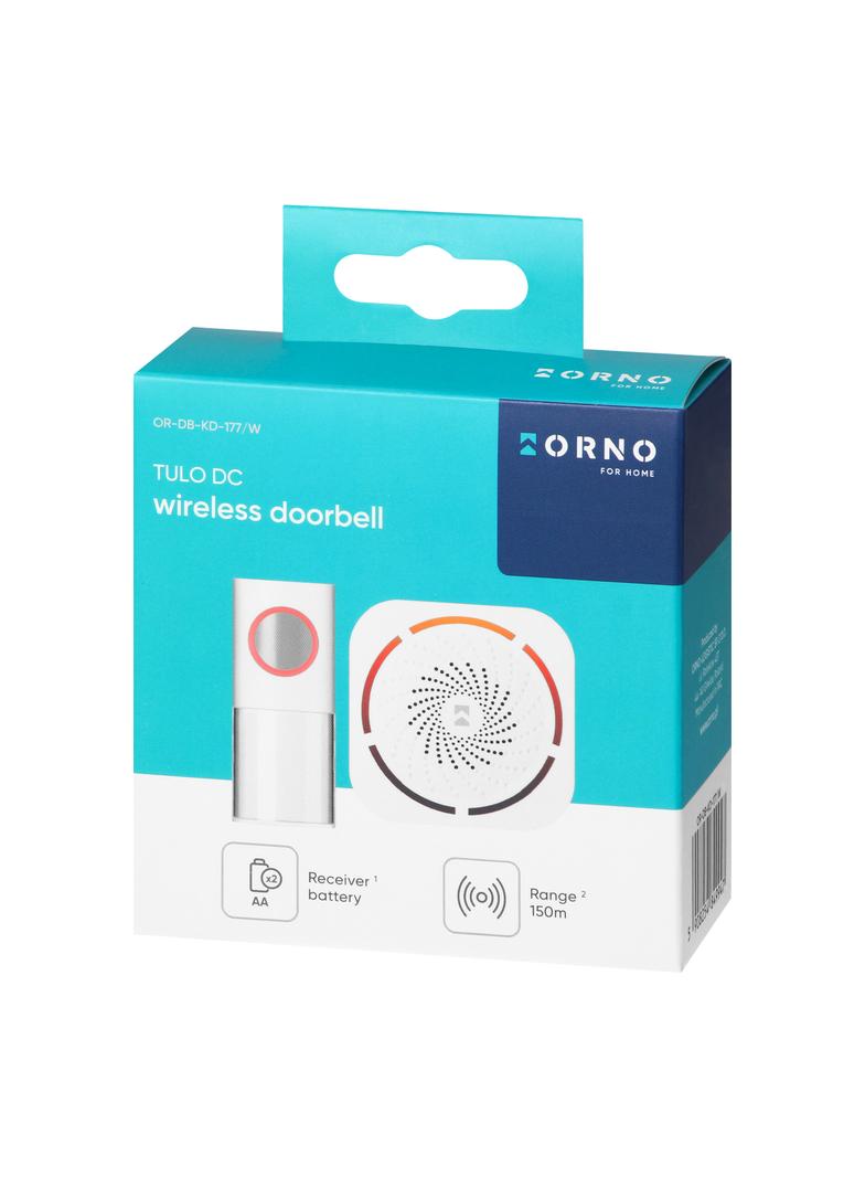 Dzwonek bezprzewodowy do drzwi furtki na baterie wodoodporny IP44 150m OR-DB-KD-177/W ORNO